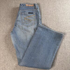 Seven7 Flare Jeans Womens Size 8 Light Wash Stretch Y2K Mid Rise